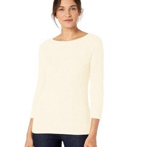 Lark & Ro Women's 3/4 Sleeve Ballet Neck Rib